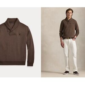 Vintage Polo Ralph Lauren Pullover Shawl Collar Sweatshirt‎ Gray Mens XL